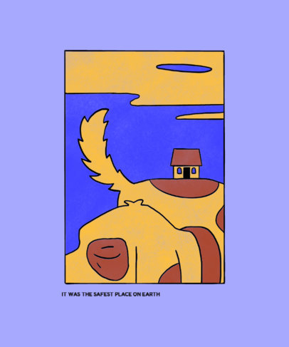 T-Shirt Design Template Featuring an Abstract Artwork and a Quote