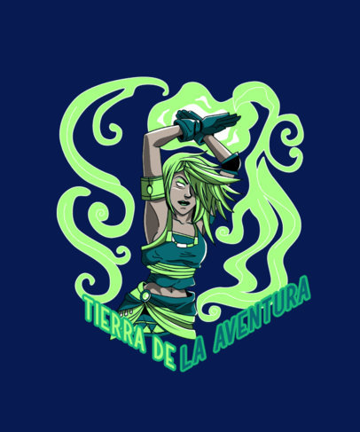 T-Shirt Design Template with a Final Fantasy-Inspired Warrior