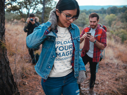 Girl Wearing a Sweater  Mockup During a Photoshoot at the Mountains a19037