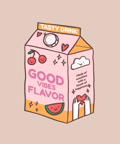 Positive Vibes-Themed T-Shirt Design Maker With a Cartoonish Milk Box