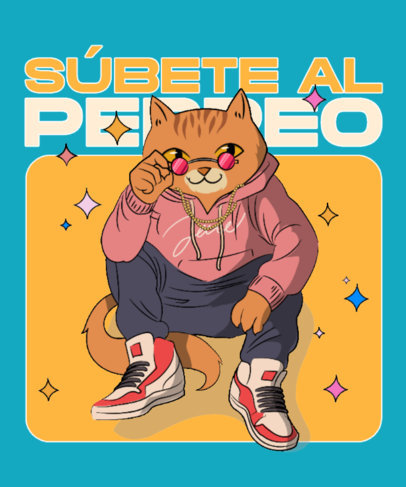 T-Shirt Design Maker With a Reggaeton Theme and a Cat Illustration 4995d