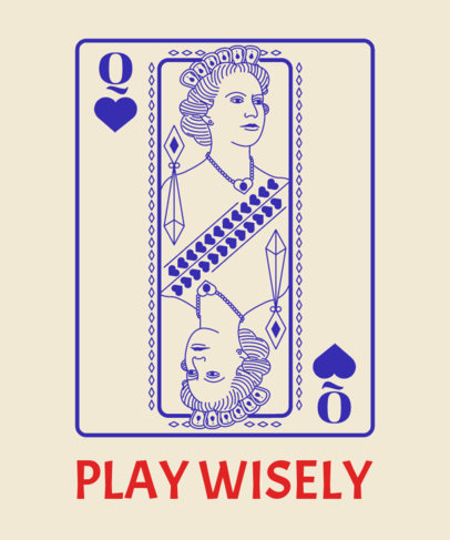 Royalty-Themed T-Shirt Design Template Featuring a Queen Elizabeth Playing Card