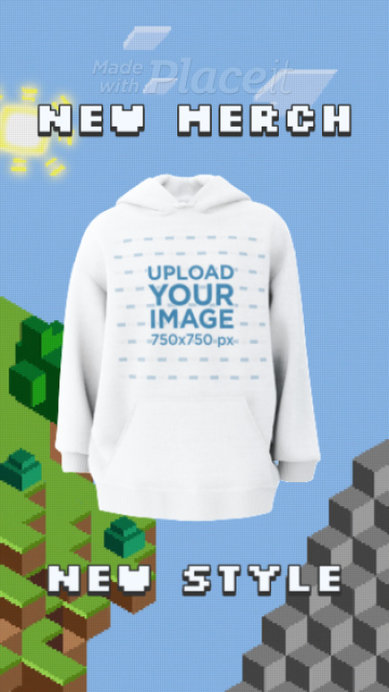 Pullover Hoodie Video Featuring Minecraft-Inspired Graphics