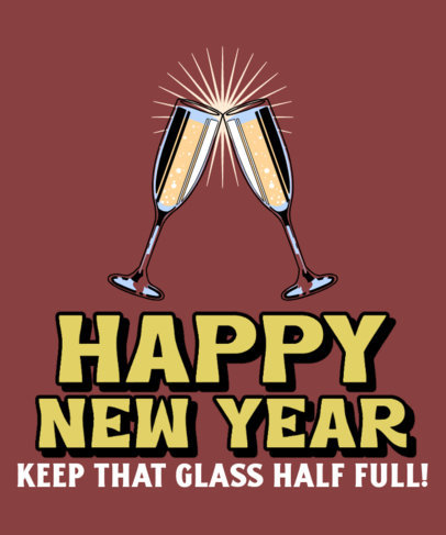 T-Shirt Design Maker Featuring Smiling Character Illustrations for New Year's Eve