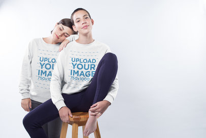 LGBT Pride Sweatshirt Mockup of a Couple in a Studio