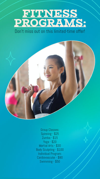 Instagram Story Templates Featuring Programs for a Fitness Center 