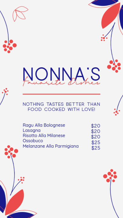 Small Business Menu Template for an Italian Restaurant