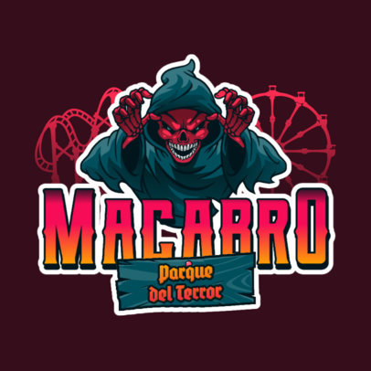 Logo Template for a Horror Amusement Park Featuring a Scary Character Graphic
