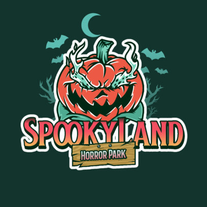 Horror-Themed Park Logo Maker Featuring a Scary Pumpkin Graphic