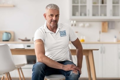 Polo Shirt Mockup Featuring a Man With a Band-Aid on His Arm m10629 r-el2