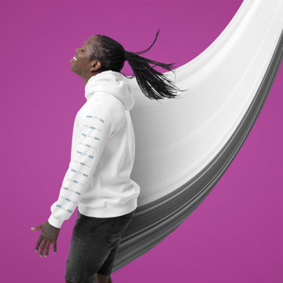 Hoodie Mockup of a Man with Braids Moving in a Studio