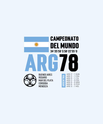World Cup-Inspired T-Shirt Design Maker Featuring a Flag From Argentina