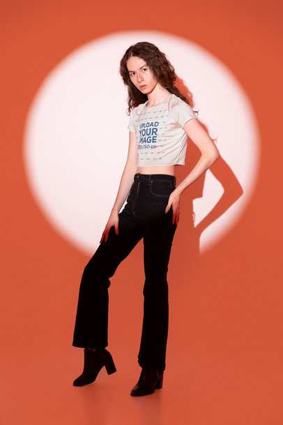 Bella Canvas Crop Top Mockup of a Man with Long Hair