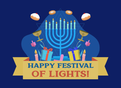 Greeting Card Maker Featuring a Hanukkah Theme and Colorful Graphics