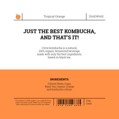 Back-View Label Maker for an Organic Orange Kombucha