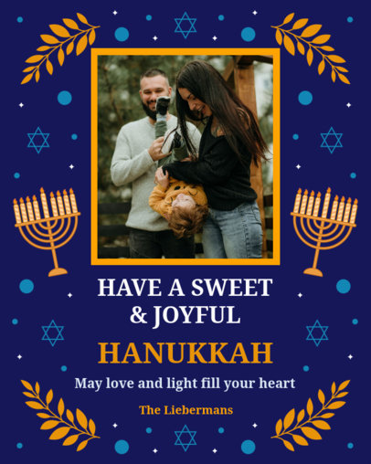 Joyful Instagram Post Generator Featuring Hanukkah-Themed Graphics 5022a