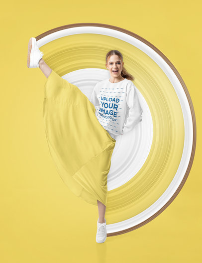 Sweatshirt Mockup of a Woman in Motion Raising Her Leg