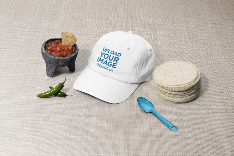 Dad Hat Mockup for a Mexican Food Restaurant Souvenir