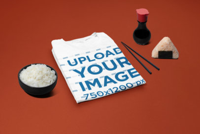 Mockup of a Bella Canvas T-Shirt Featuring Japanese Food m27809b