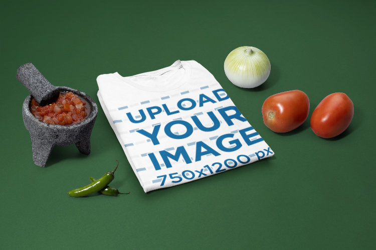 Bella Canvas T-Shirt Mockup Featuring Mexican Food Exchangeable Items