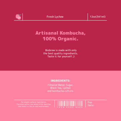 Back Label Design Creator for an Artisanal Lychee Kombucha