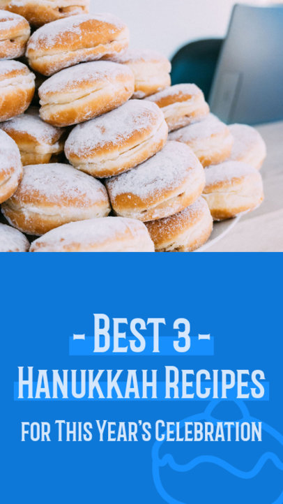 Instagram Story Template Featuring Three Dish Recipes for Hanukkah 5023e
