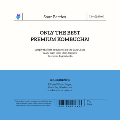 Back Label Maker for a Healthy Kombucha Made of Fresh Berries