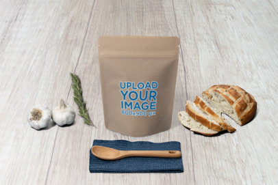 Mockup of a Zip Bag Placed Between Mediterranean Food Items m27803A