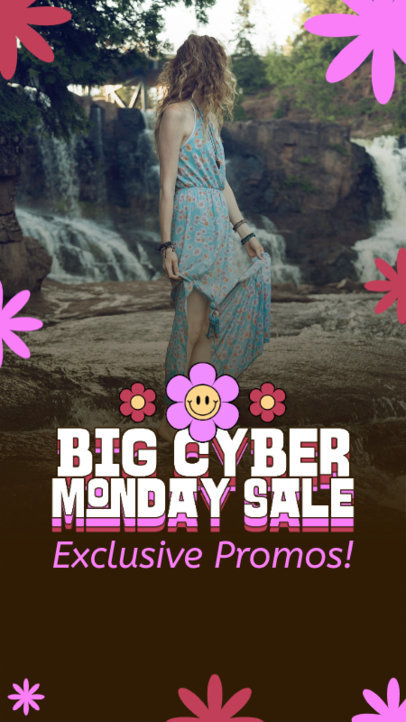 Instagram Story Generator for a Cyber Monday Sale with Illustrated Graphics