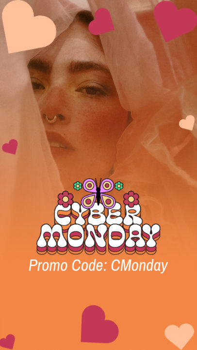 Instagram Story Creator with Heart Graphics for a Cyber Monday Promo 