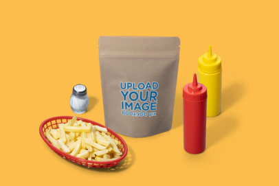Mockup of a Doypack Surrounded by Junk Food Items m27803D