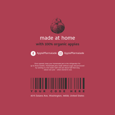 Back Label Template with an Illustrated Graphic for a Homemade Apple Marmalade