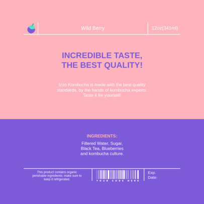 Back Label Creator for an Organic Blueberry Kombucha