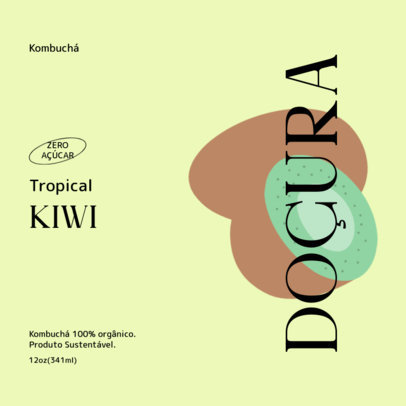 Front Label Template for an Organic Kiwi Kombucha