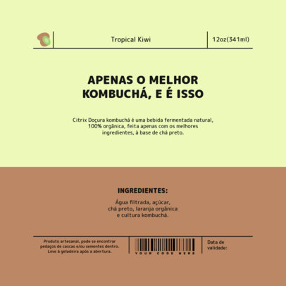 Back Label Template for an Artisanal Kiwi Kombucha