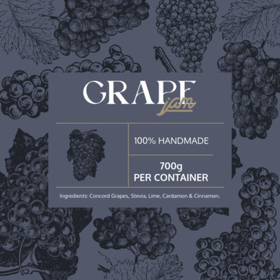 Front Label Maker with an Illustrated Pattern for a Homemade Grape Jam