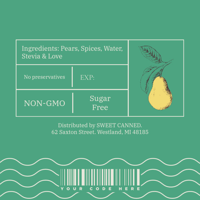 Placeit - Back Label Generator for a Naturally Preserved Pears Can