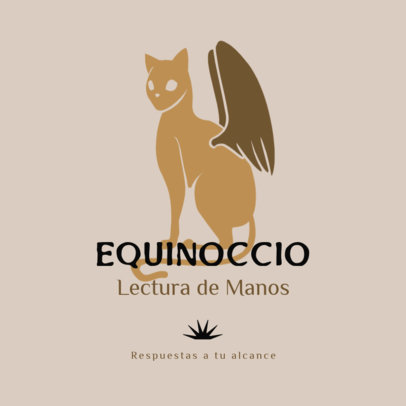 Online Logo Creator with a Winged Cat Graphic for a Palm Reading Service