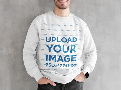 Heathered Sweatshirt Mockup Featuring a Cropped Face Smiling Man