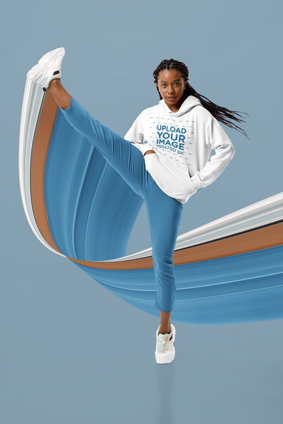 Pullover Hoodie Mockup of a Woman with Braids Raising Her Leg m29175