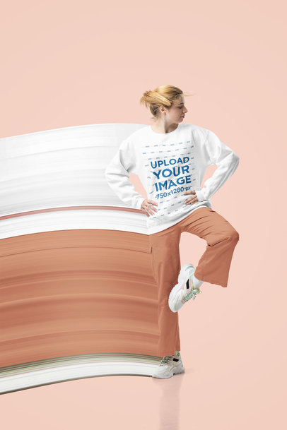 Sweatshirt Mockup of a Woman Doing a Standing Figure Four