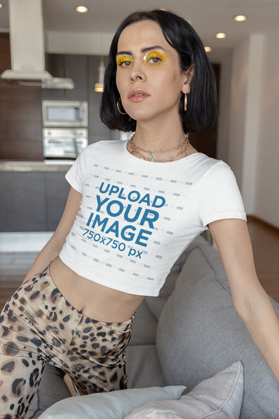 Crop Top Mockup of a Woman With a Colorful Eye Makeup m29371