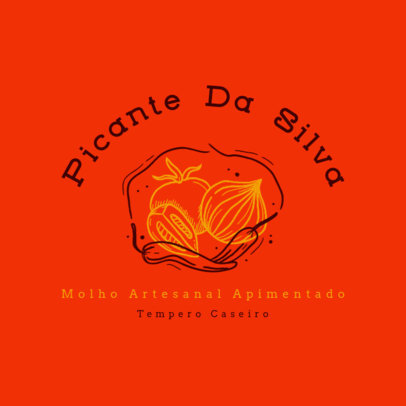 Homemade Sauce Brand Logo Template with Illustrated Vegetables