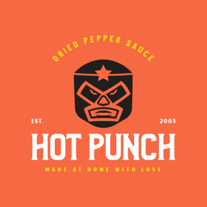 Logo Template for a Homemade Hot Sauce Featuring a Wrestler Mask