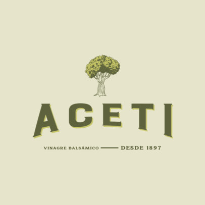 Vinegar Brand Logo Template Featuring a Tree Graphic
