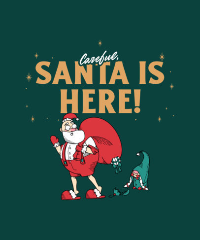 Xmas T-Shirt Design Creator Featuring an Illustrated Santa With an Elf