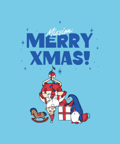 T-Shirt Design Maker Featuring a Funny Santa Claus Graphic