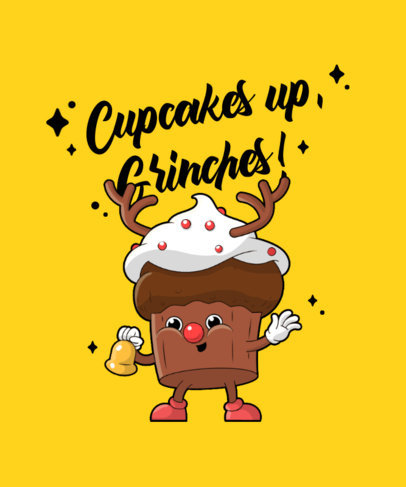 T-Shirt Design Generator Featuring a Christmas Cupcake Illustration