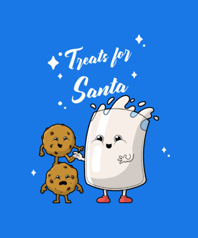 T-Shirt Design Template for Christmas Featuring Illustrated Milk and Cookies 