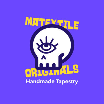 Handmade Tapestry Logo Generator Featuring a Skull Graphic